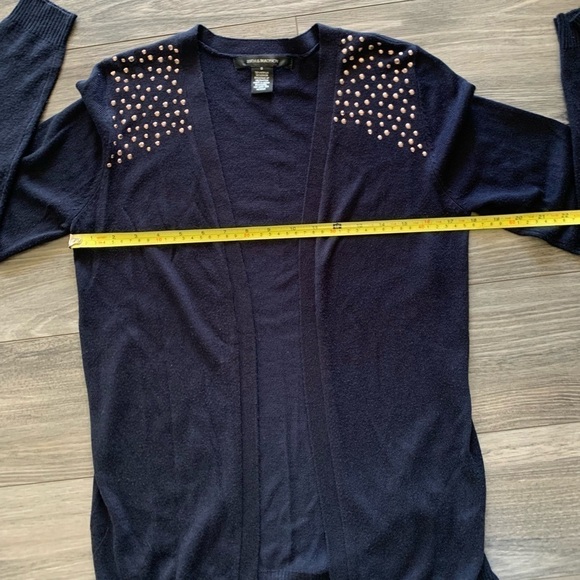 Blue studded cozy soft Lagen look cardigan, career work sweater Small - Picture 2 of 13